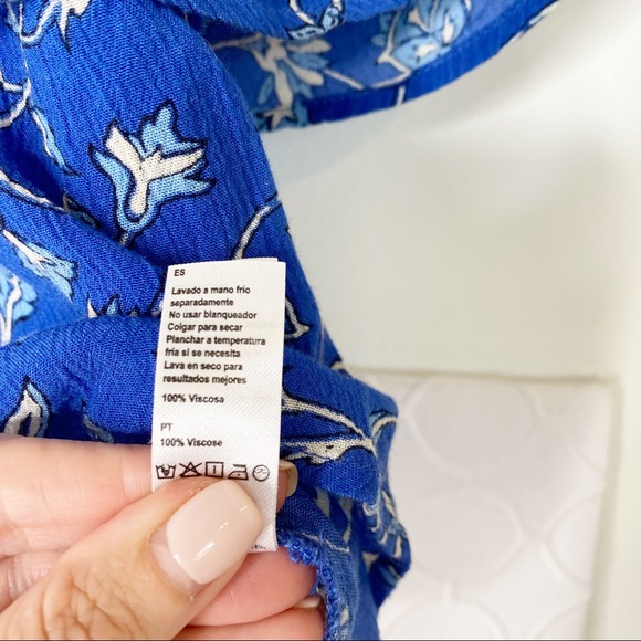 Amuse Society In Your Dreams Blue Floral Gauze Crop Off Shoulder Top Small - Picture 9 of 9